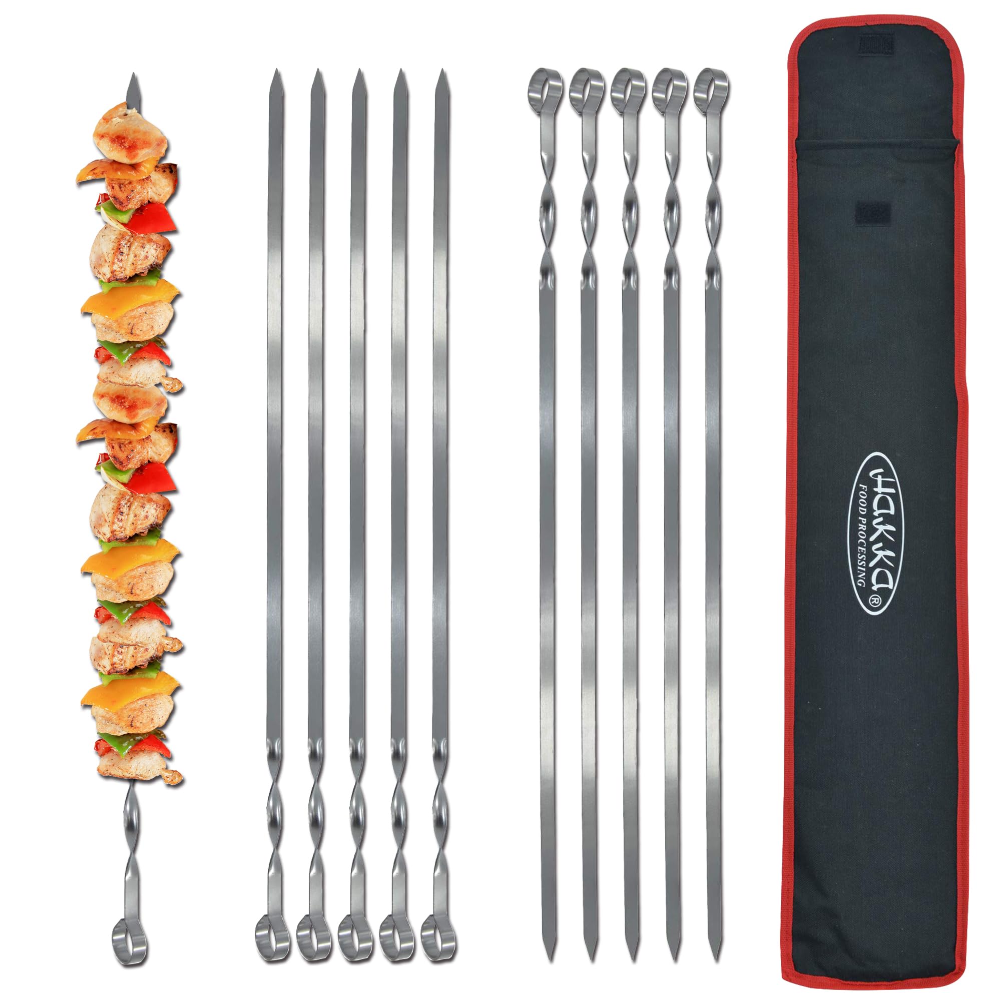 HAKKA close-up of flat blade preventing food spin for even searing