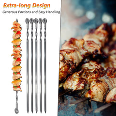 HAKKA skewers next to grill showing 23.6-inch length for safety