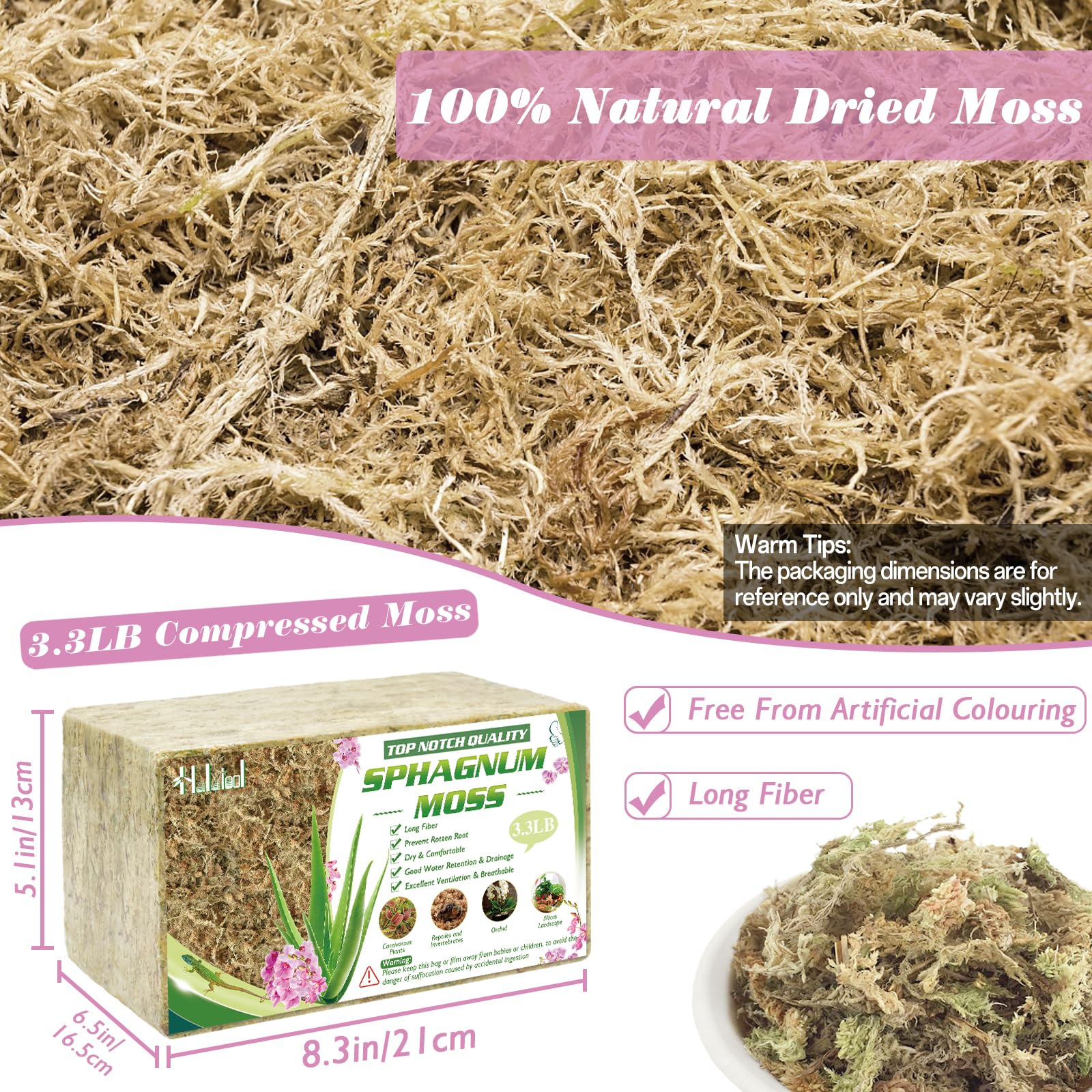 Halatool expanded moss in bowl hydrated and ready to use for potting benefit