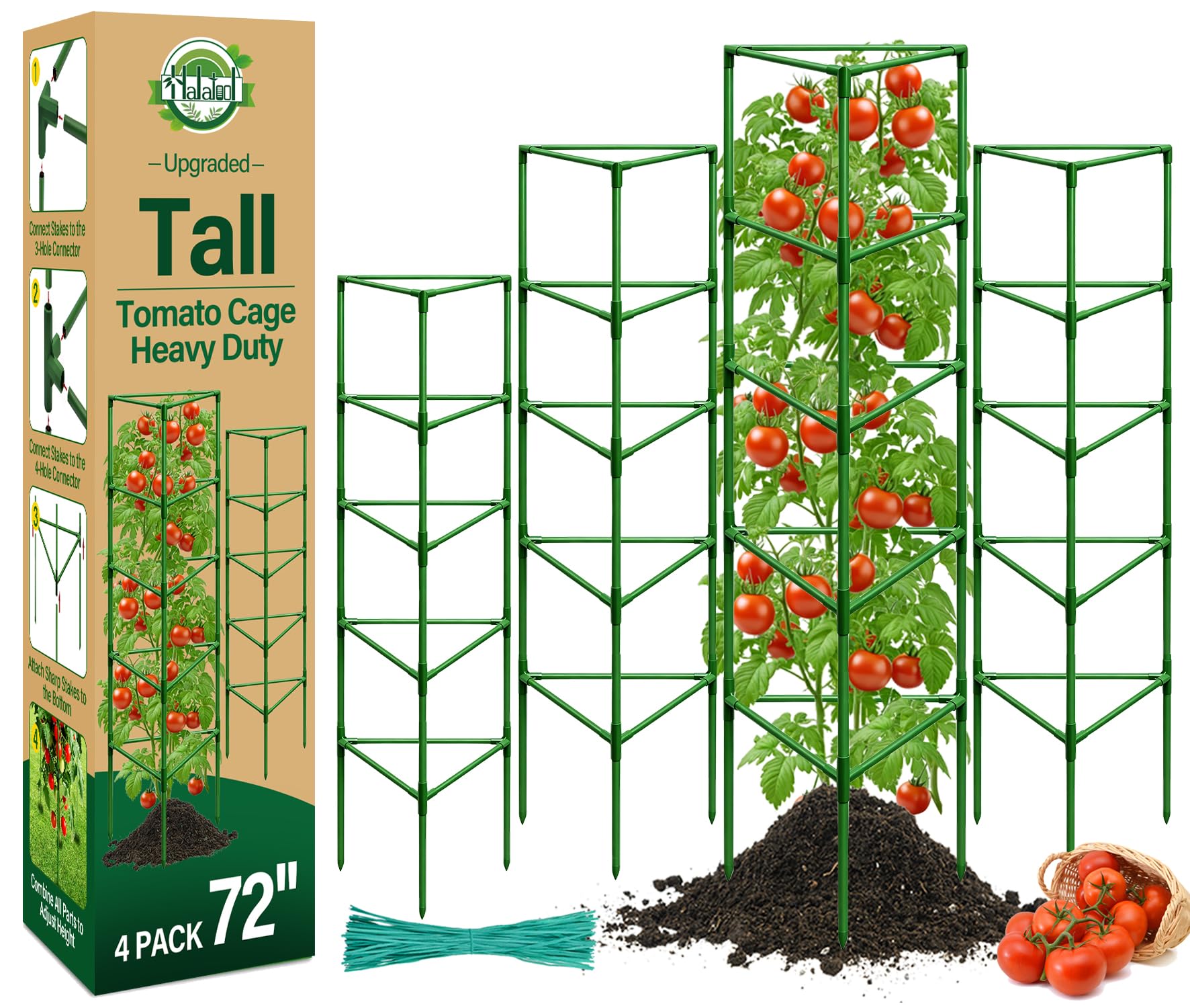 Halatool front view of 72-inch cage 4-pack showing full set and benefit of coverage