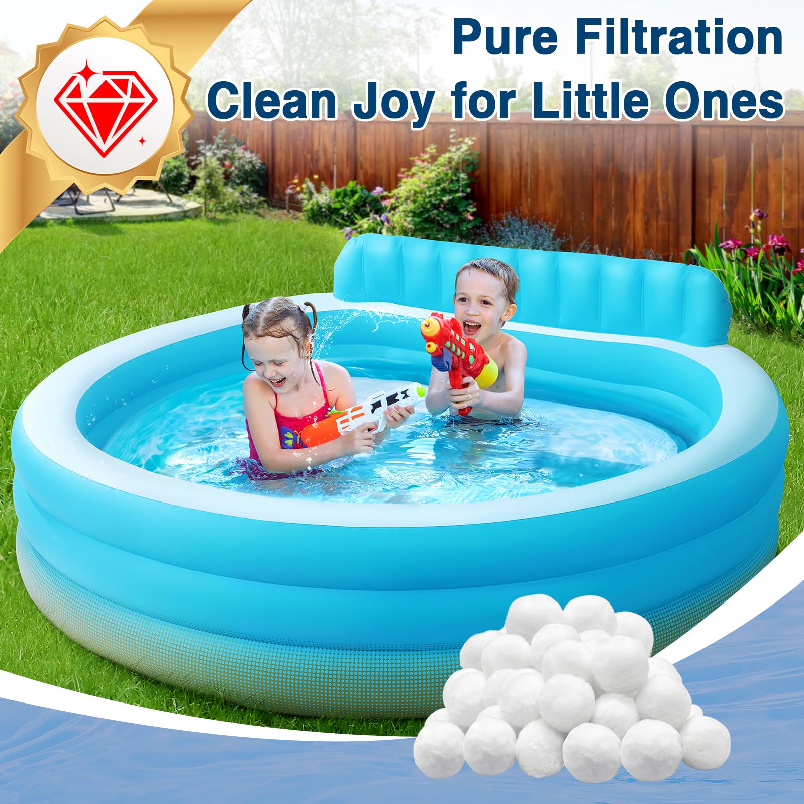 Halatool filter balls near pool pump showing better flow and lower energy use