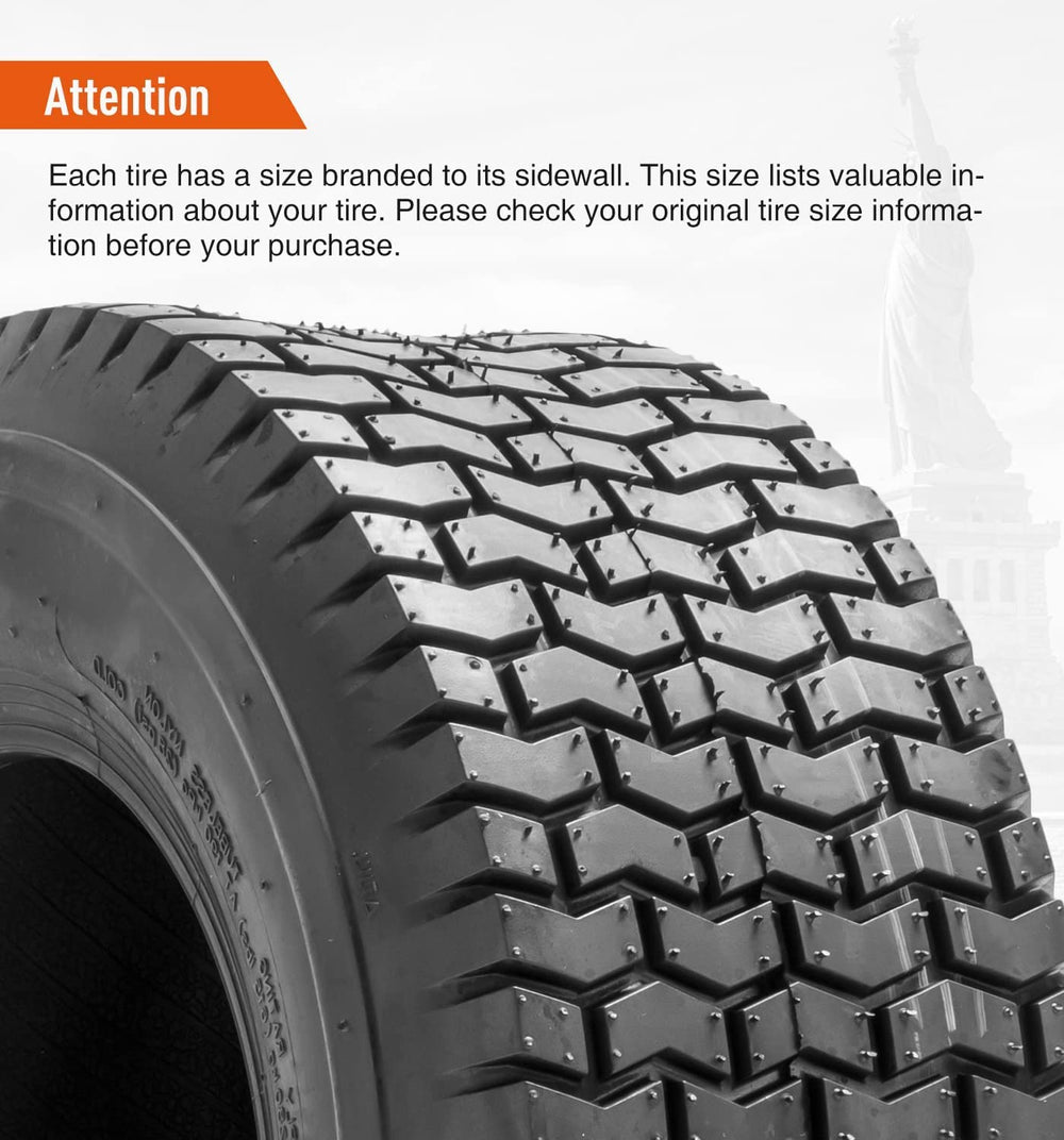 HALBERD tire fitted to a riding mower demonstrating gentle lawn contact and control benefit