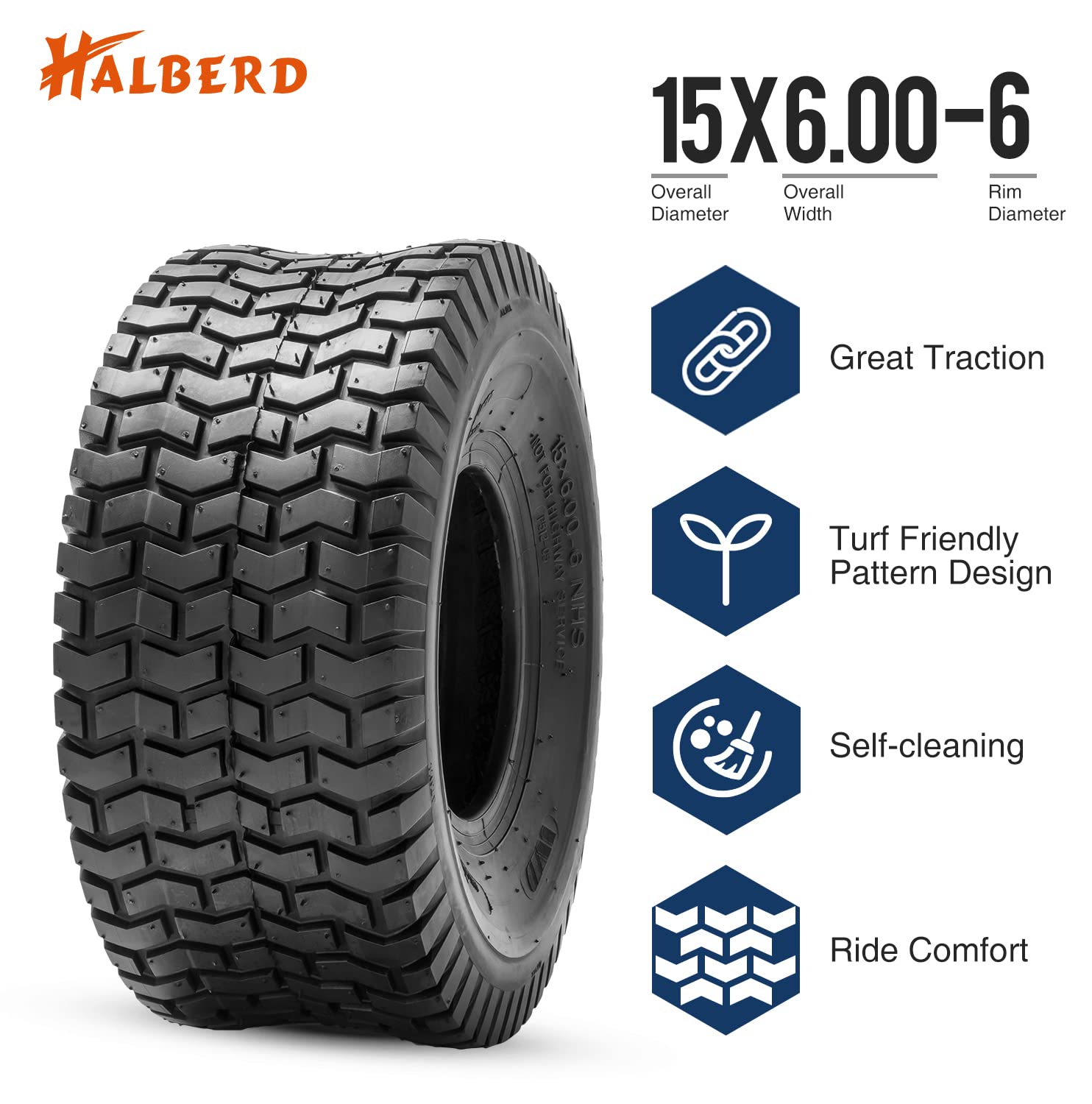 HALBERD side profile highlighting square shoulders for reduced turf damage benefit