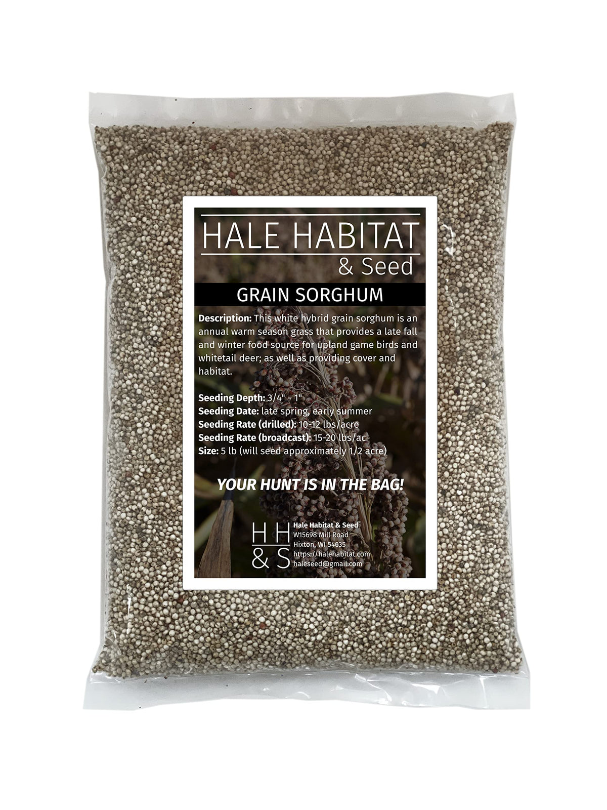 Hale Habitat & Seed front-of-bag showing branding and 5 lb size, clear planting benefit