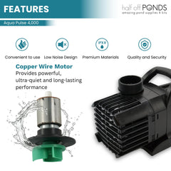 HALF OFF PONDS close-up of removable impeller for easy maintenance
