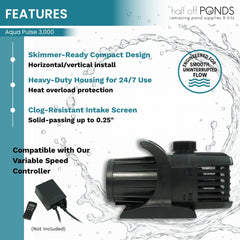 HALF OFF PONDS outlet fittings display for adaptable hose and pipe connections
