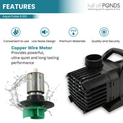 HALF OFF PONDS Aqua Pulse compact side profile fits tight skimmer spaces