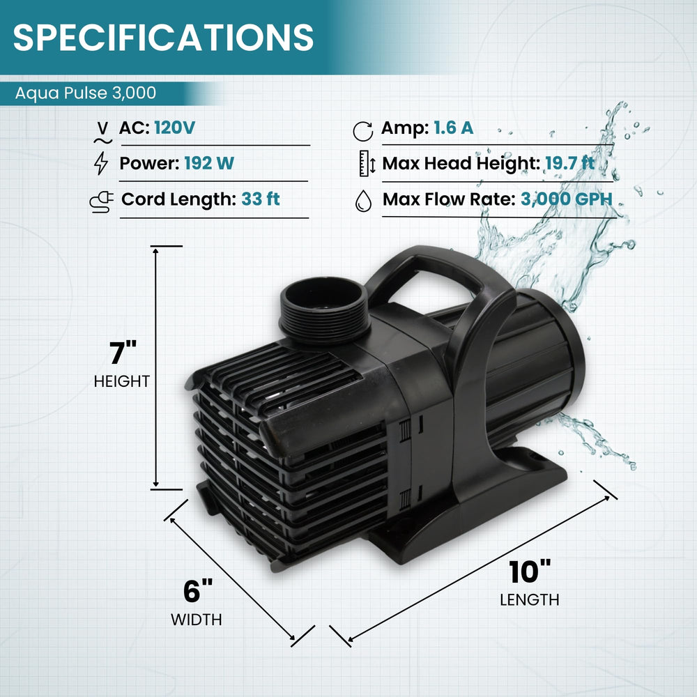 HALF OFF PONDS pump side profile highlighting durable build and placement options