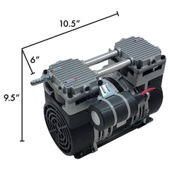 HALF OFF PONDS close-up of replaceable air filter and 50 PSI relief valve showing easy maintenance