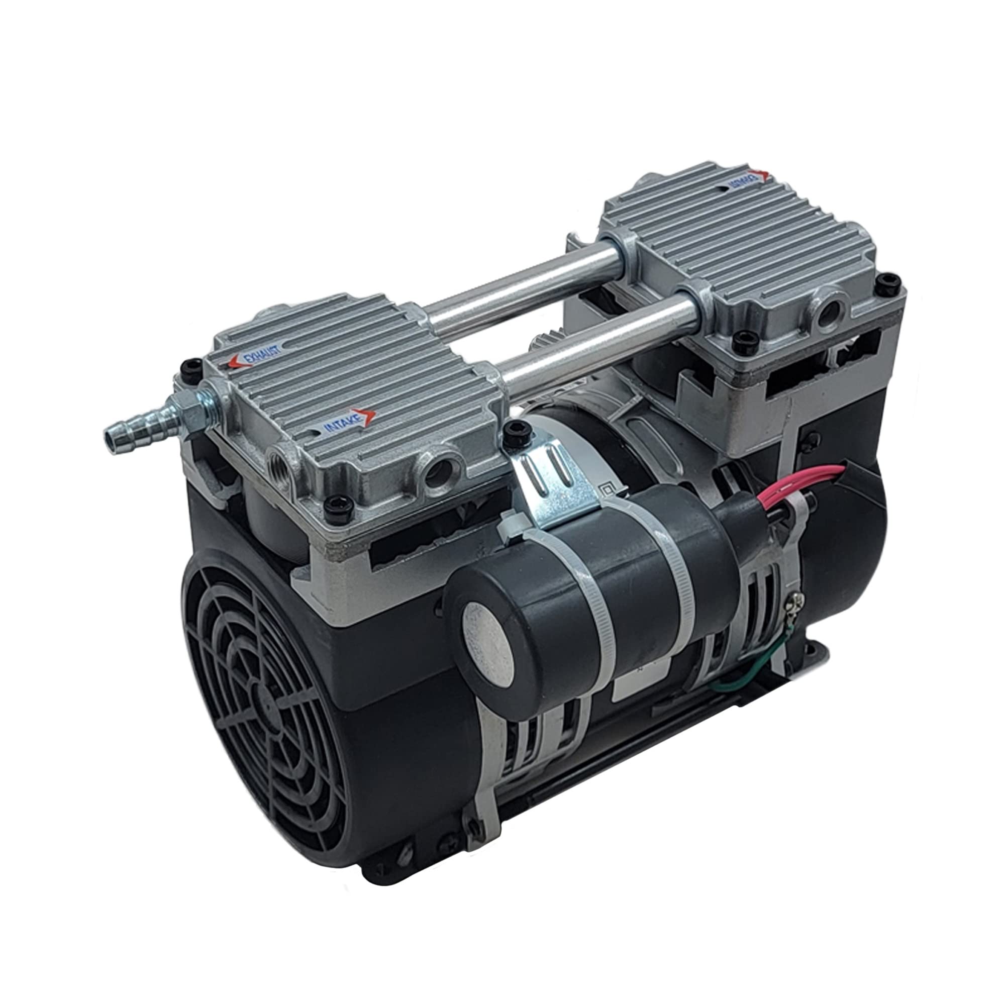 HALF OFF PONDS front view of compressor showing compact durable housing and label benefit: durable construction
