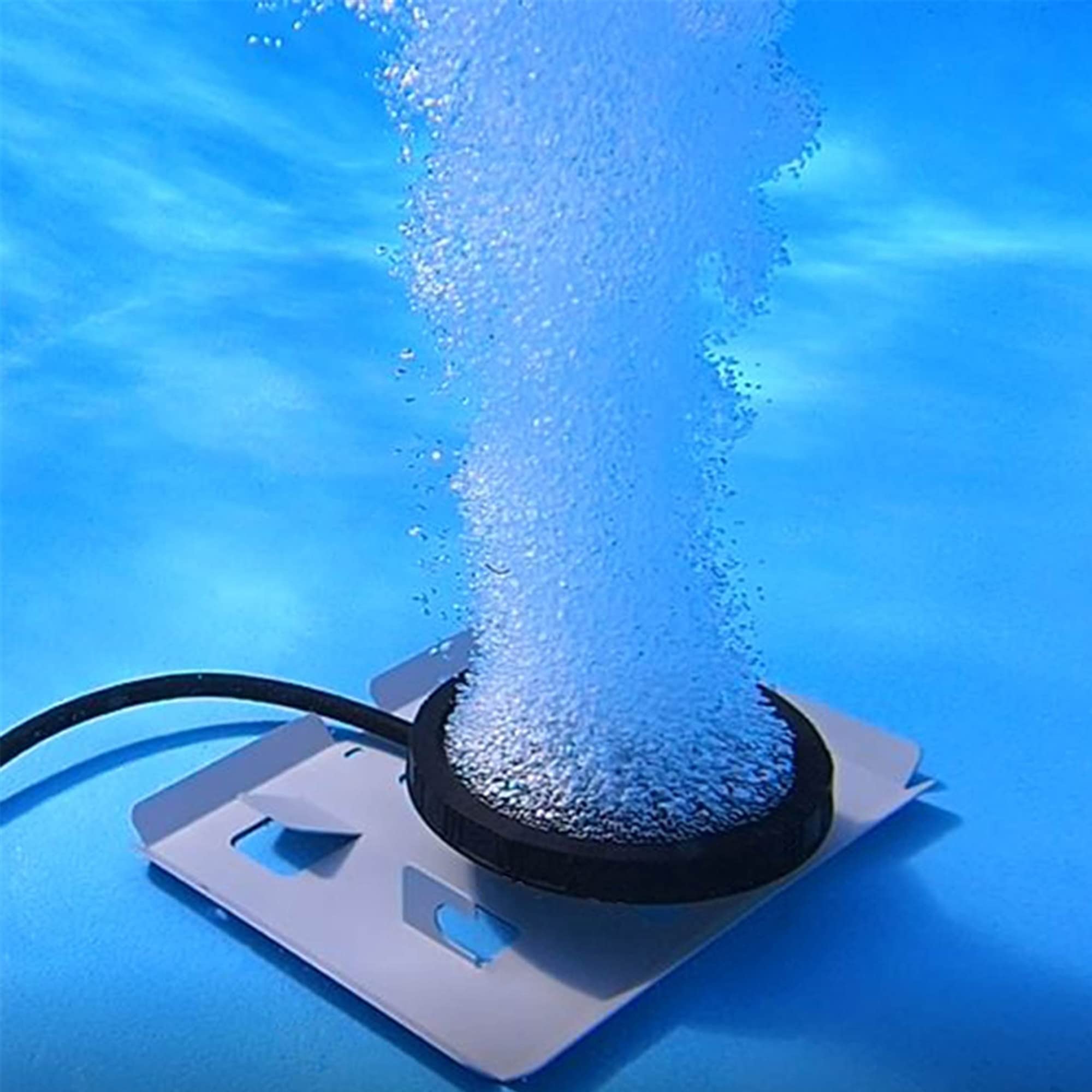 HALF OFF PONDS air hose connection detail with recommended 3/8-inch weighted hose showing secure fit benefit