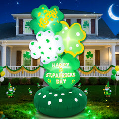 Halfjuly front view of stacked shamrock tower highlighting festive design and curb appeal