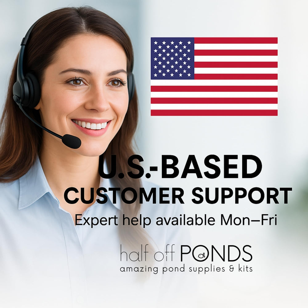 HALF OFF PONDS 30-foot cord and label showing power specs and warranty info