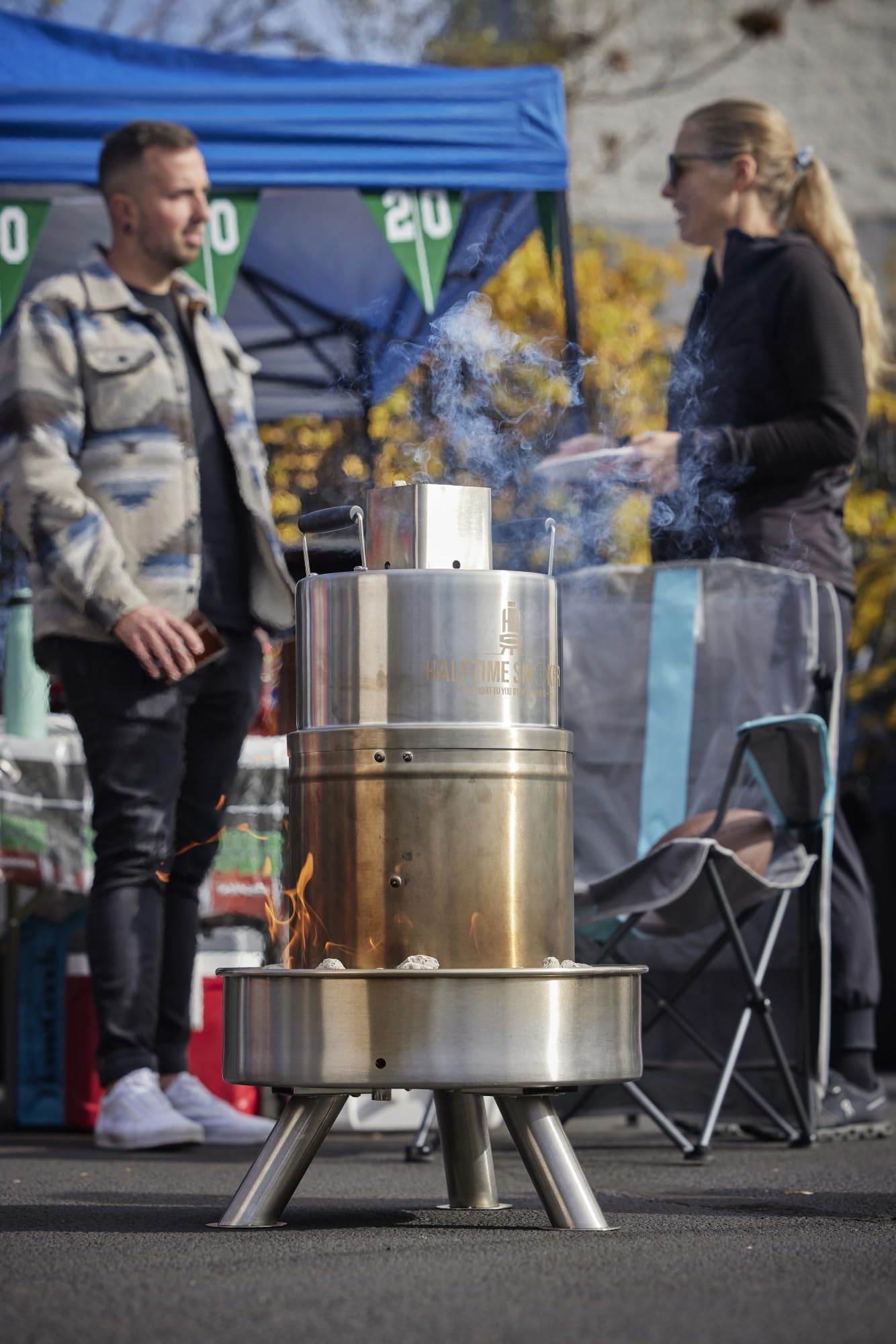 Halftime Smoker packed for tailgate highlighting portability and convenience