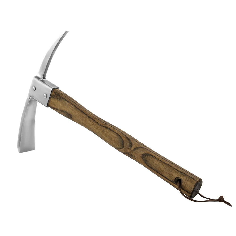 Haliaeetus pick axe front view showing dual-head and balance benefit