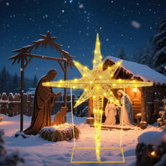 Halloscume front view of large Bethlehem star showing striking outdoor focal point