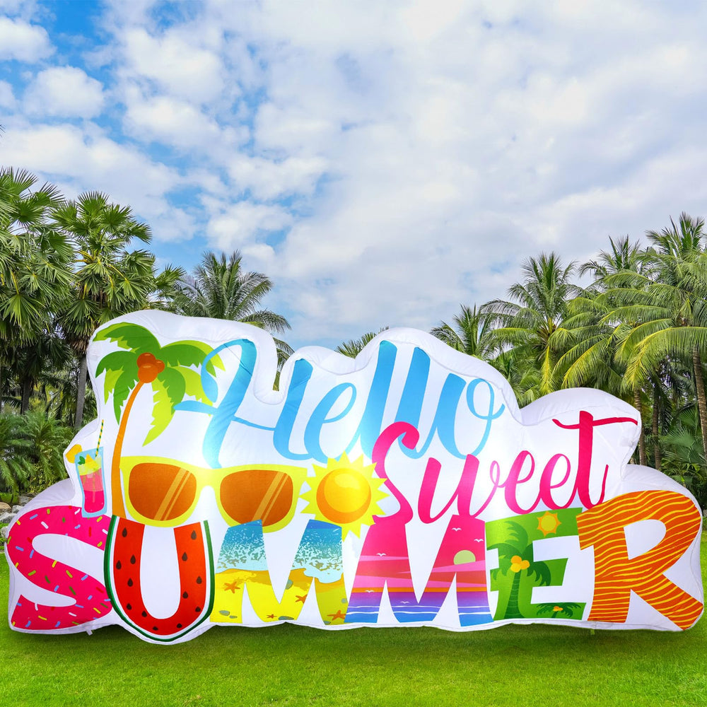Halloscume front view showing multicolor summer letters and cheerful curb appeal