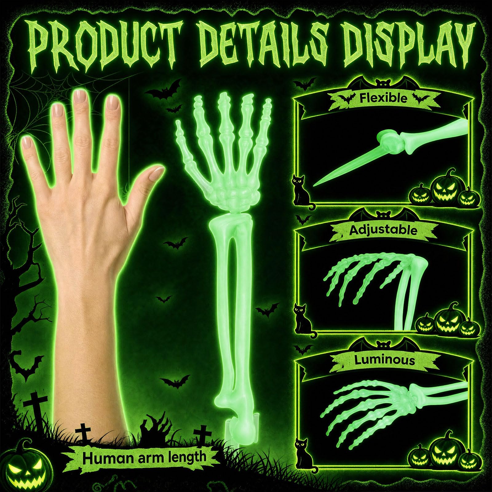 Halloscume hand stake pushed into soil for quick outdoor setup