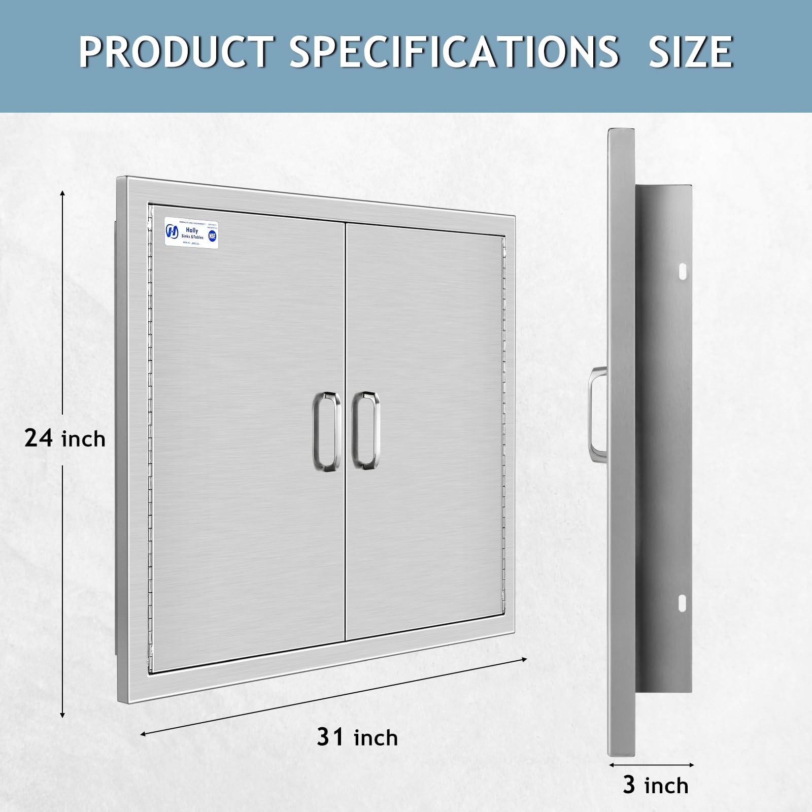 HALLY SINKS & TABLES H close-up of 304 stainless texture benefit: corrosion resistance