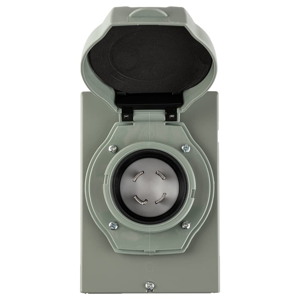 Halotronics front view inlet box showing weatherproof design and secure connection benefit