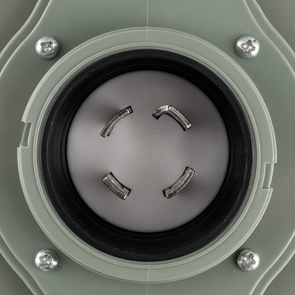 Halotronics inlet next to ruler showing compact size for tight mounting spaces