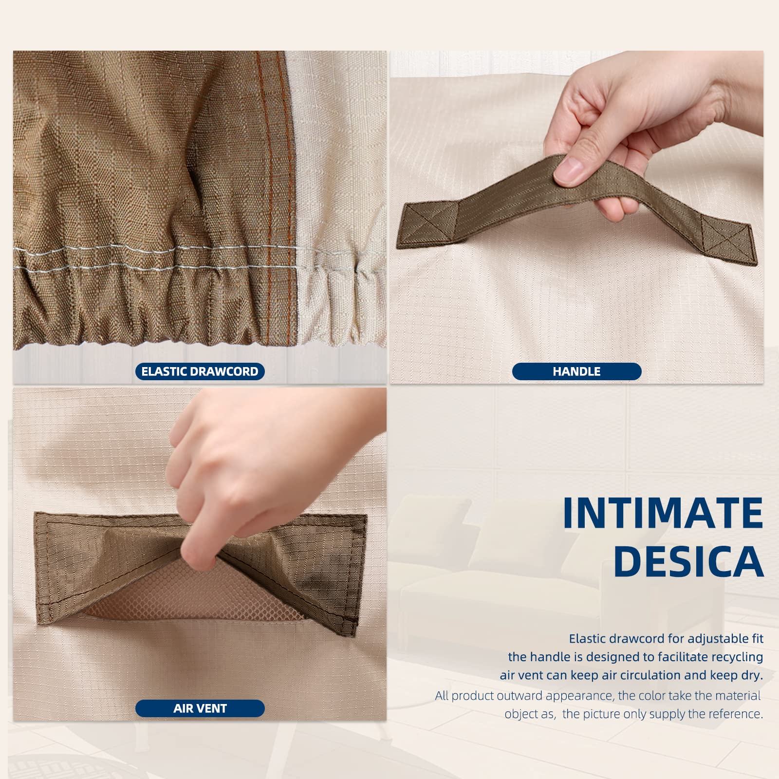 HAMLER adjustable buckles securing cover to sofa legs to prevent wind lift