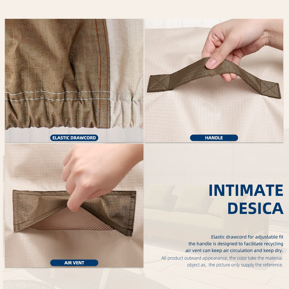 HAMLER adjustable buckles securing cover to sofa legs to prevent wind lift