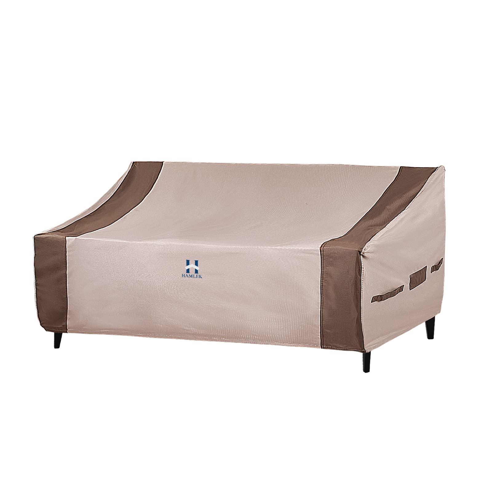 HAMLER front view of cover on four-seater sofa showing full weather protection