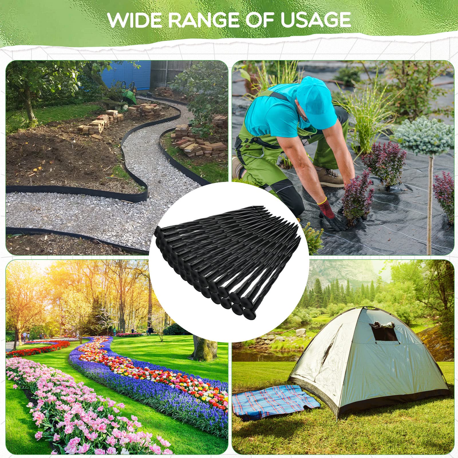 Handepo anchoring spikes securing paver edging for tidy landscape