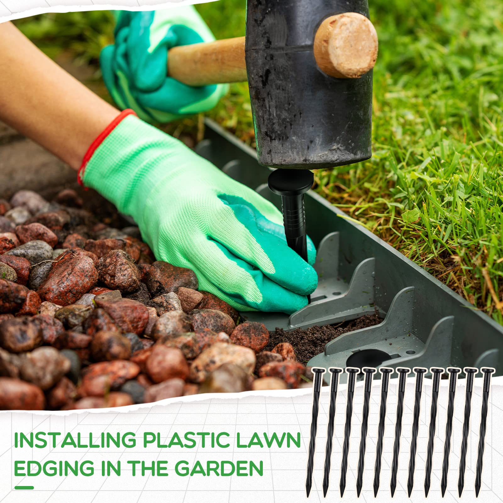 Handepo stakes securing artificial turf for neat lawn finish benefit