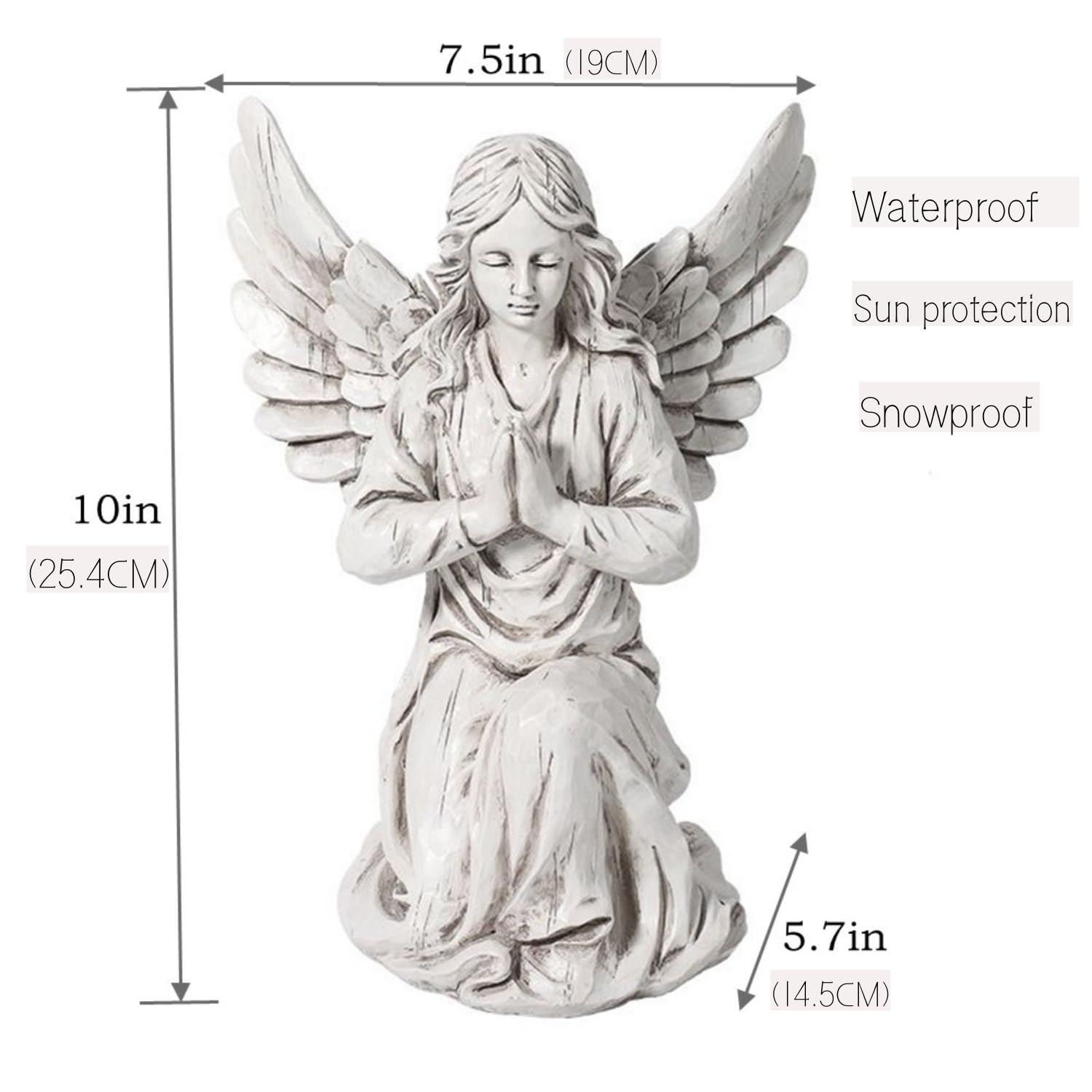 Handsider close-up of angel face highlighting fine detail and calming expression