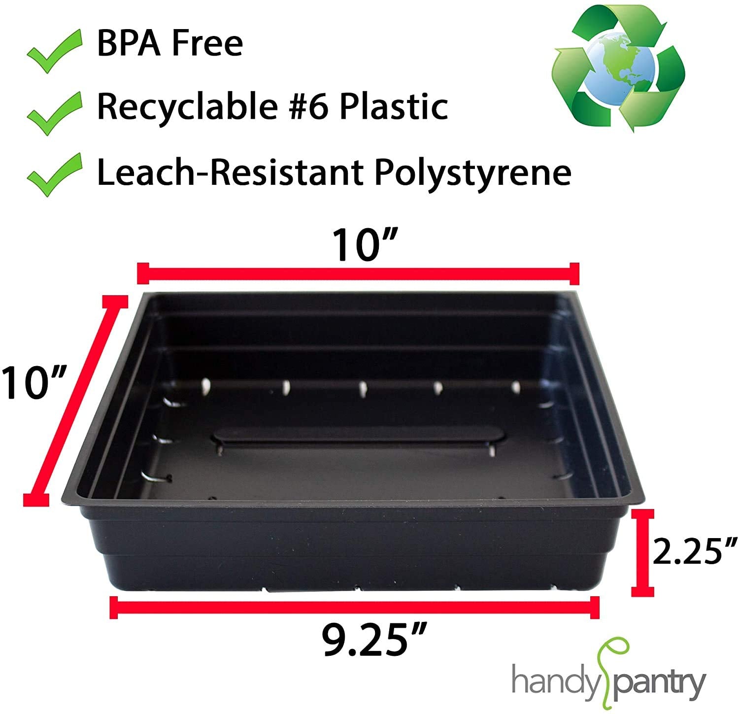 Handy Pantry close-up of drain holes promoting efficient water runoff