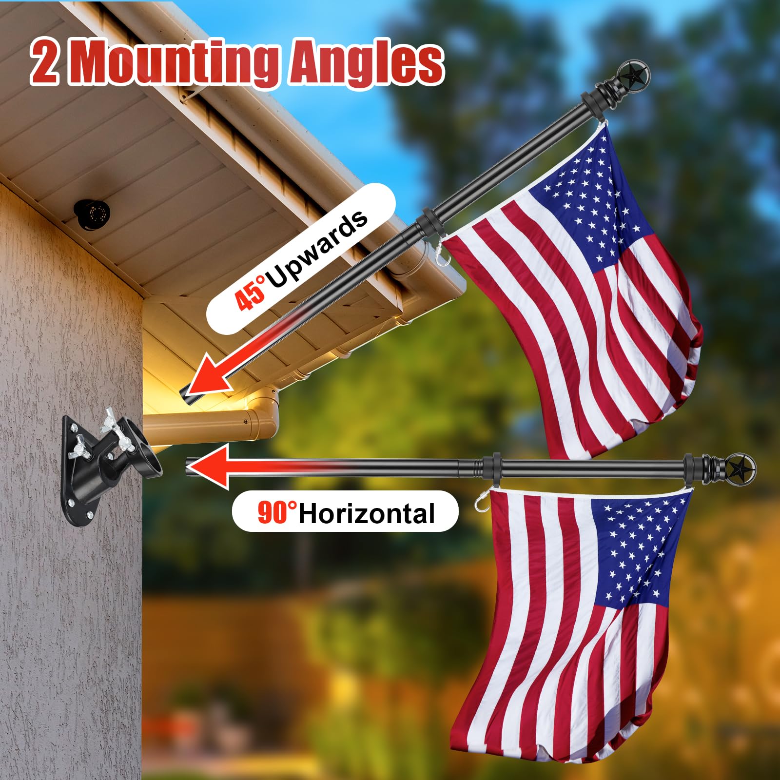 HANGMAICOME flag flying on a front porch illustrating weather-resistant display