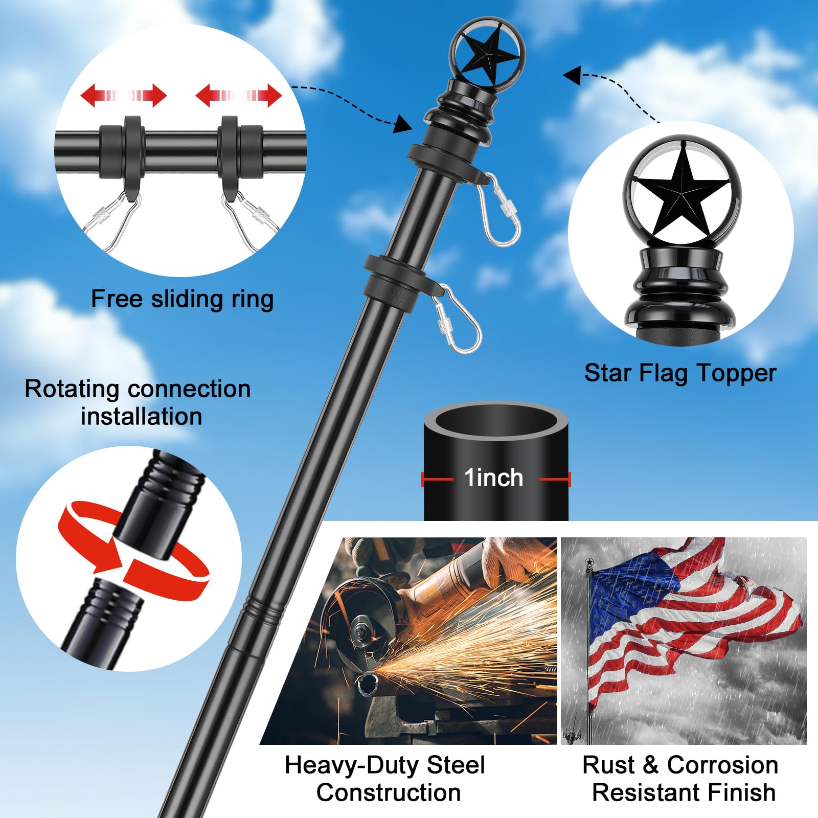 HANGMAICOME star-shaped finial detail adding a patriotic decorative finish