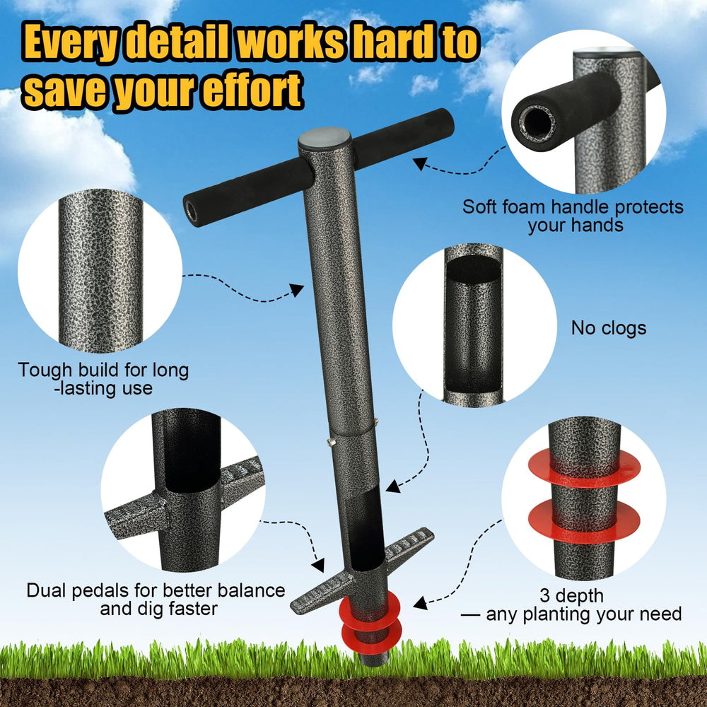HANGMAICOME tool in use harvesting a sod plug to repair lawn bare spots