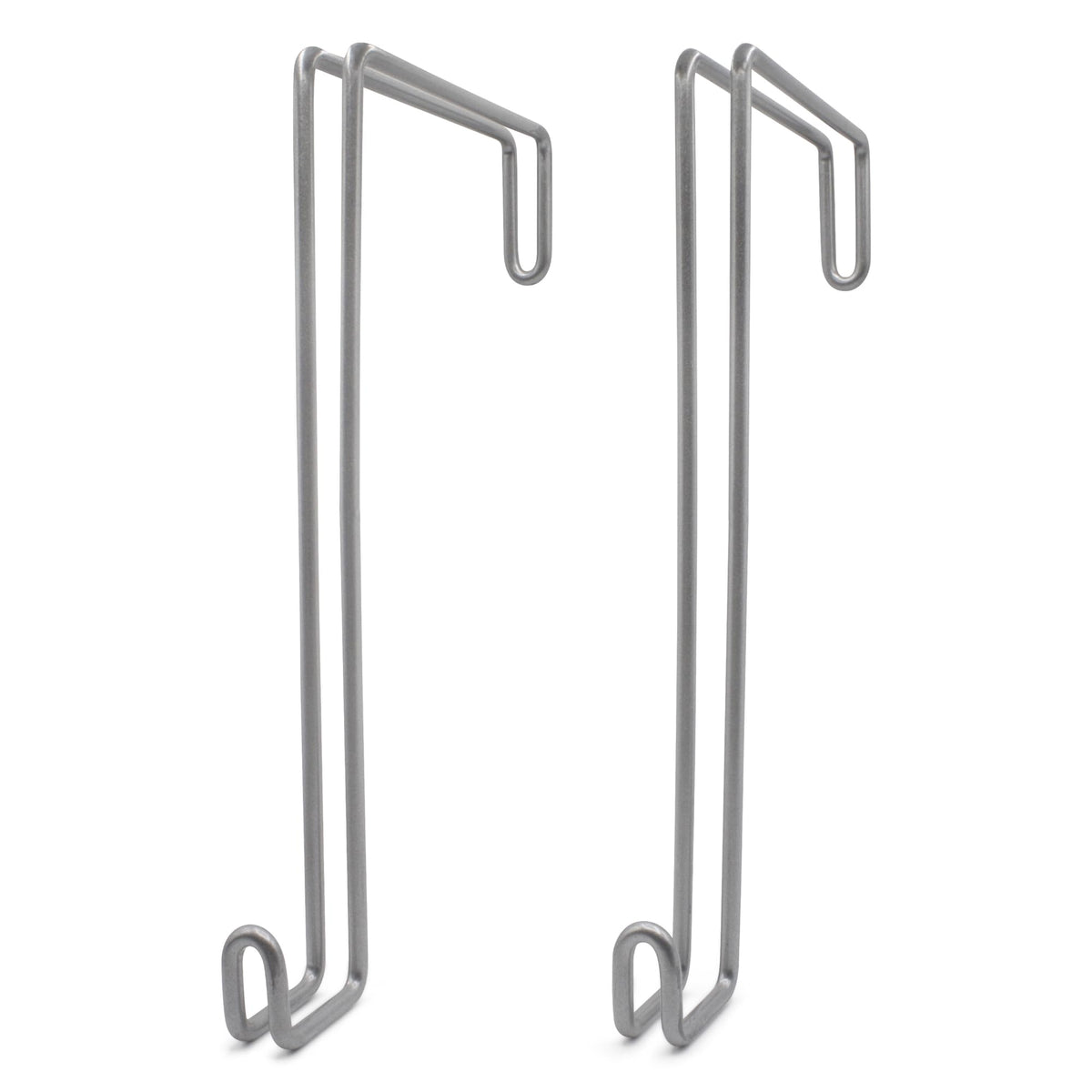 Hank's Hooks front view on block wall showing secure no-drill hanging benefit