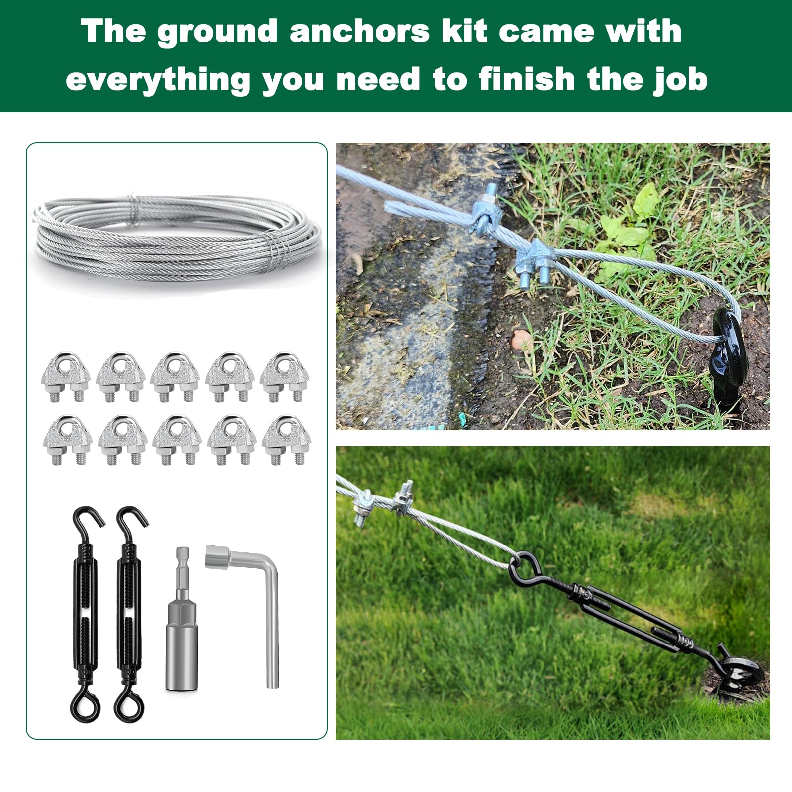hannger anchor installed in lawn to show scale and proper depth for maximum hold
