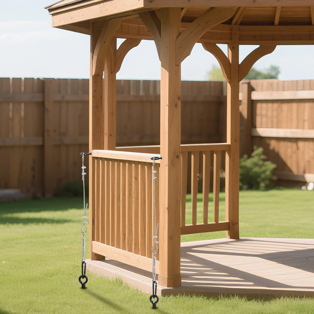 hannger anchors securing a gazebo offering improved wind resistance benefit