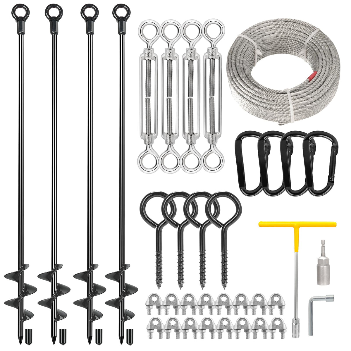 hannger front view of 4-pack anchors with complete kit showcasing convenience