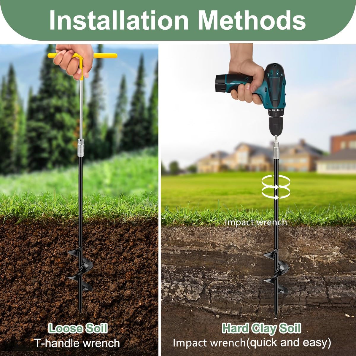 hannger stake driven in soil supporting a young tree for stability