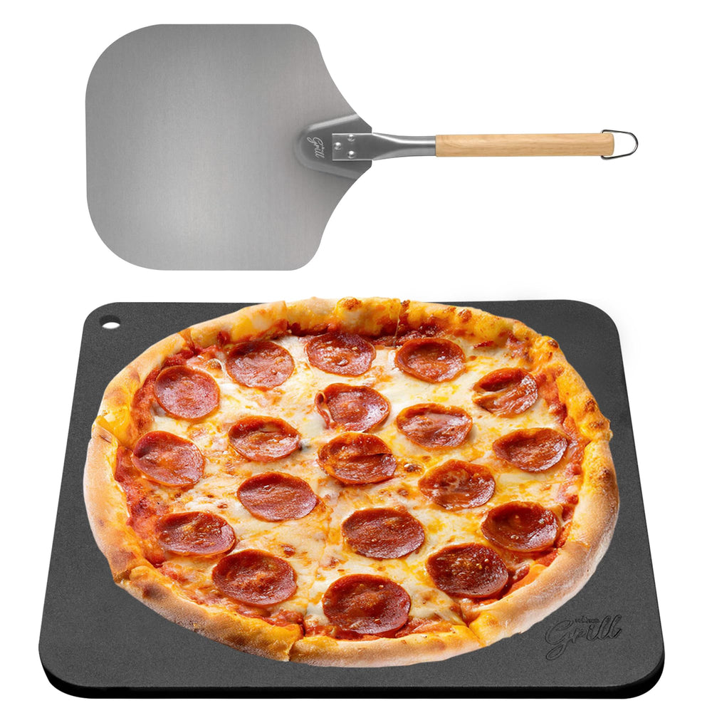 Hans Grill front view of Pizza Steel PRO packaging showing product and peel benefits