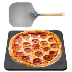 Hans Grill front view of Pizza Steel PRO packaging showing product and peel benefits