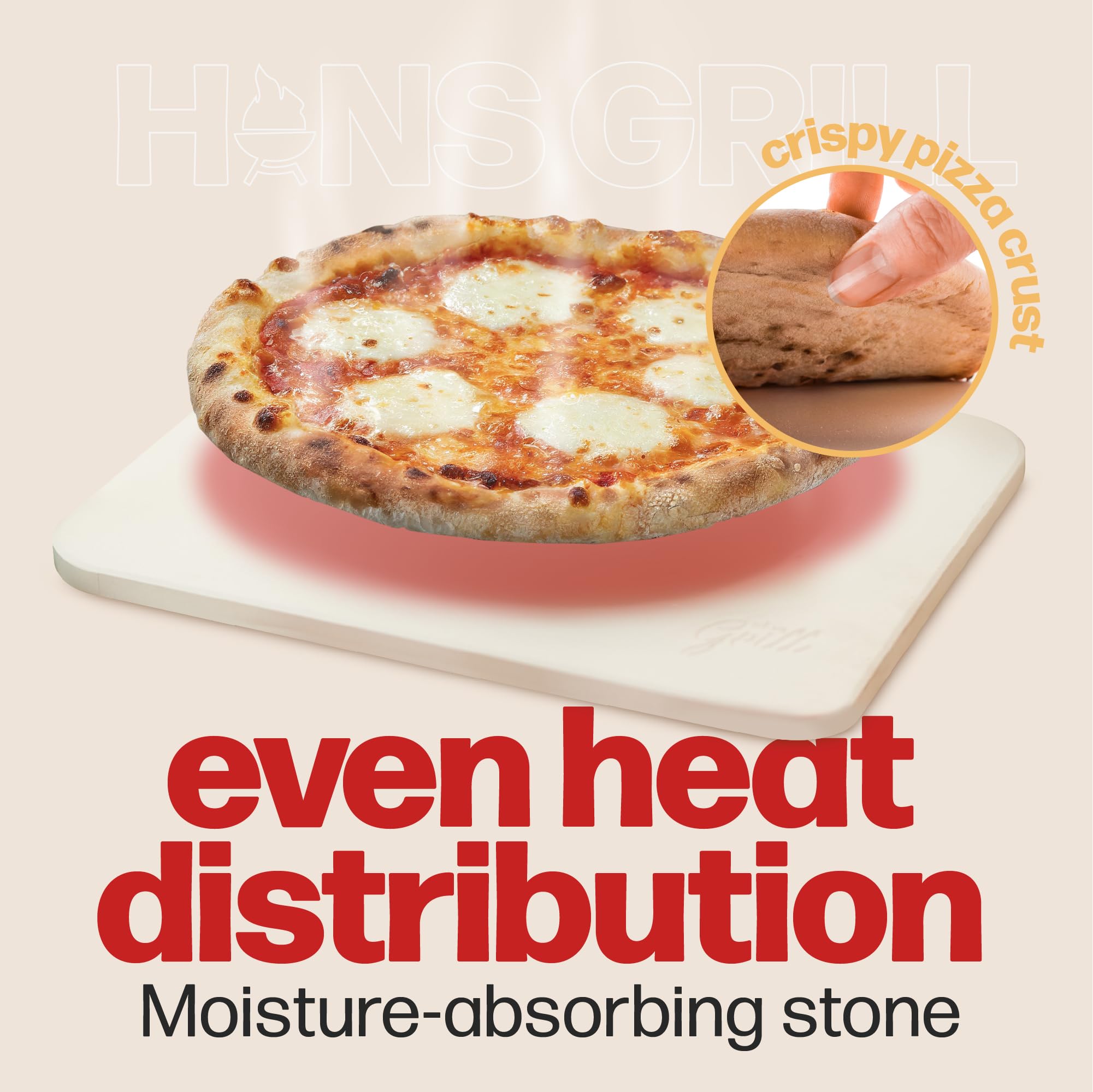Hans Grill close-up of cordierite texture highlighting heat retention and even bake