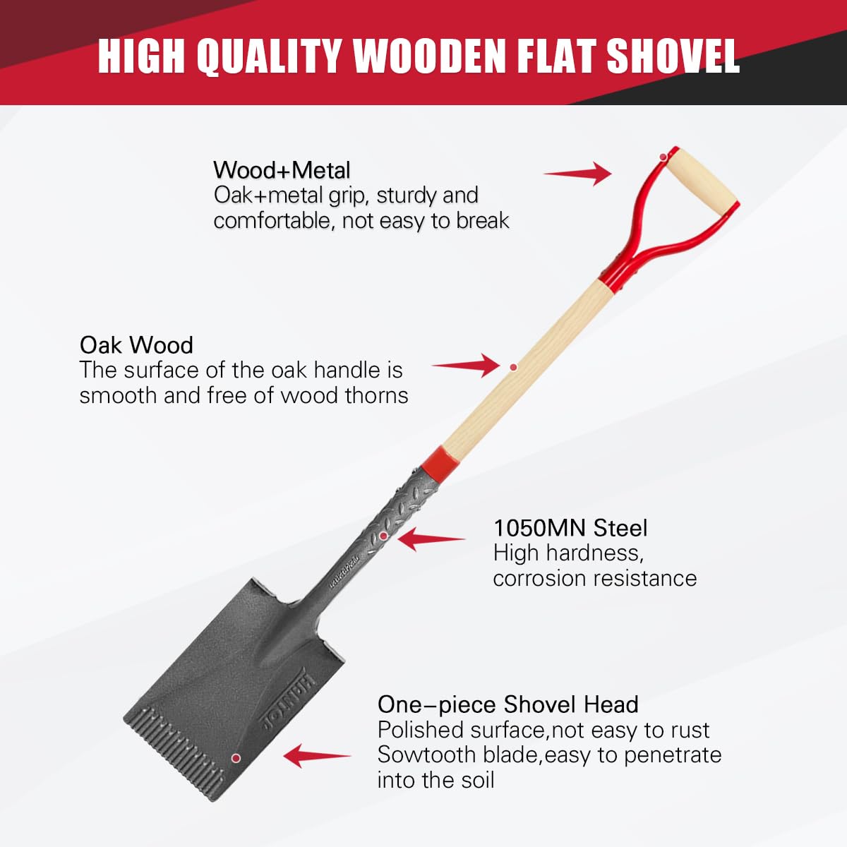 HANTOP close-up of sawtooth 1050MN steel blade for easier root cutting