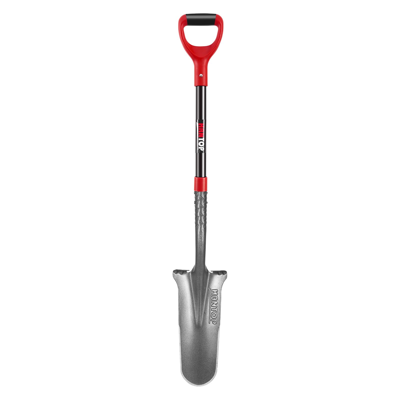 HANTOP drain spade front view showing narrow blade and full length benefit