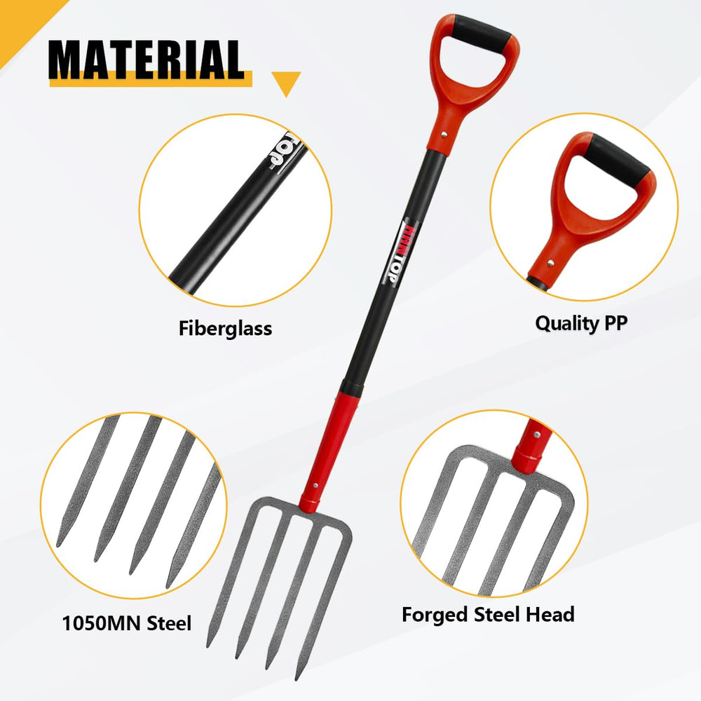 HANTOP fiberglass handle and D-shaped grip closeup improving control and reducing hand fatigue