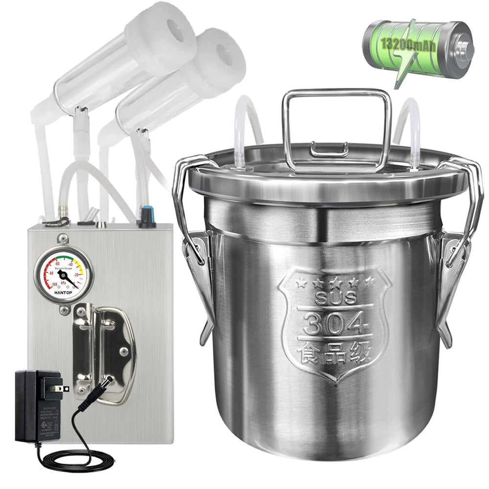 Hantop milker front packaging showing full kit and portability benefits