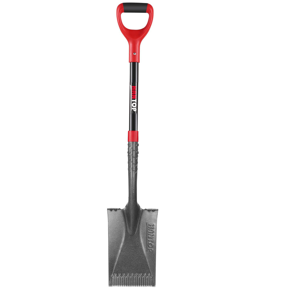 HANTOP front view of flat spade showing compact profile and blade benefit