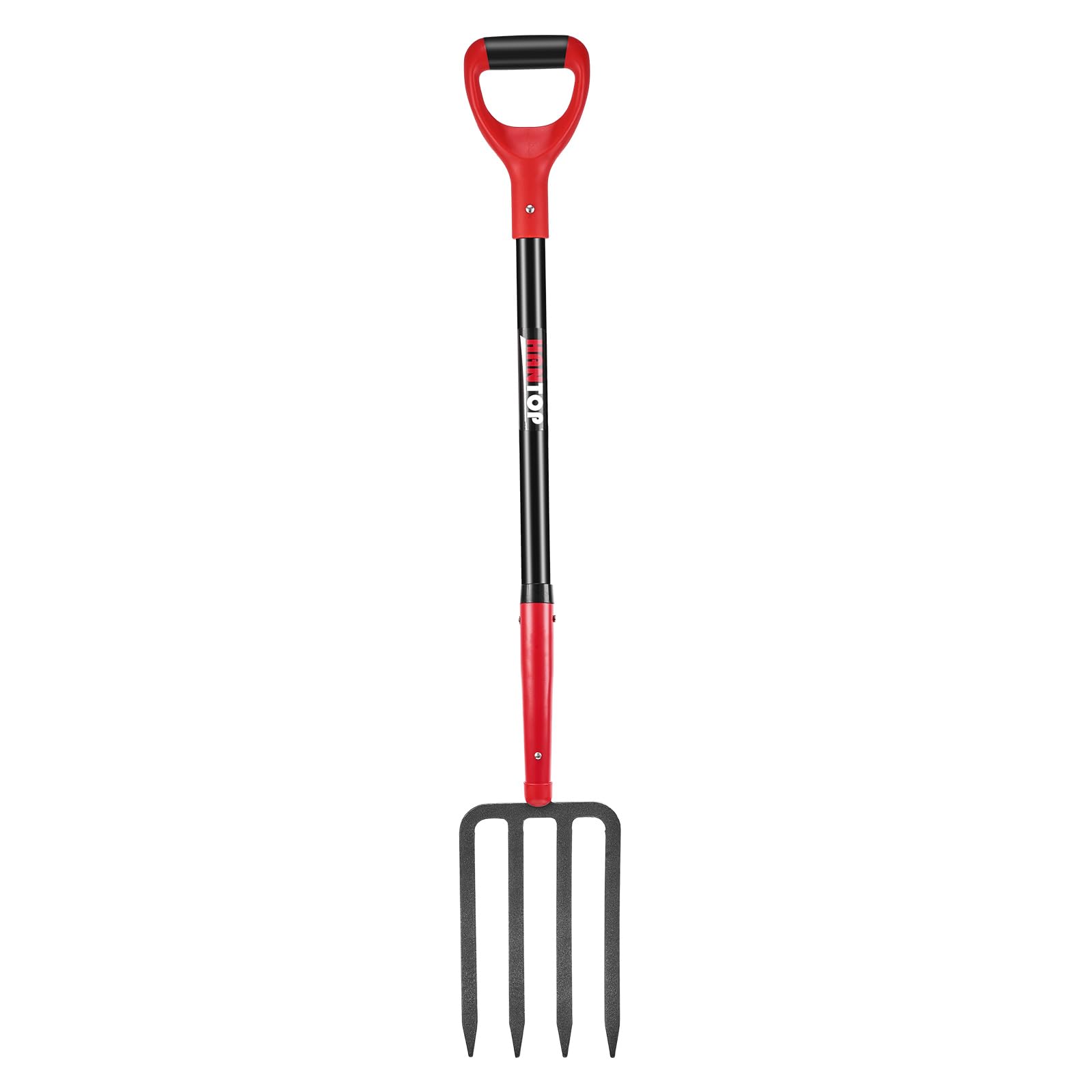 HANTOP front view showing forged fork head and full 43-inch handle for reliable digging
