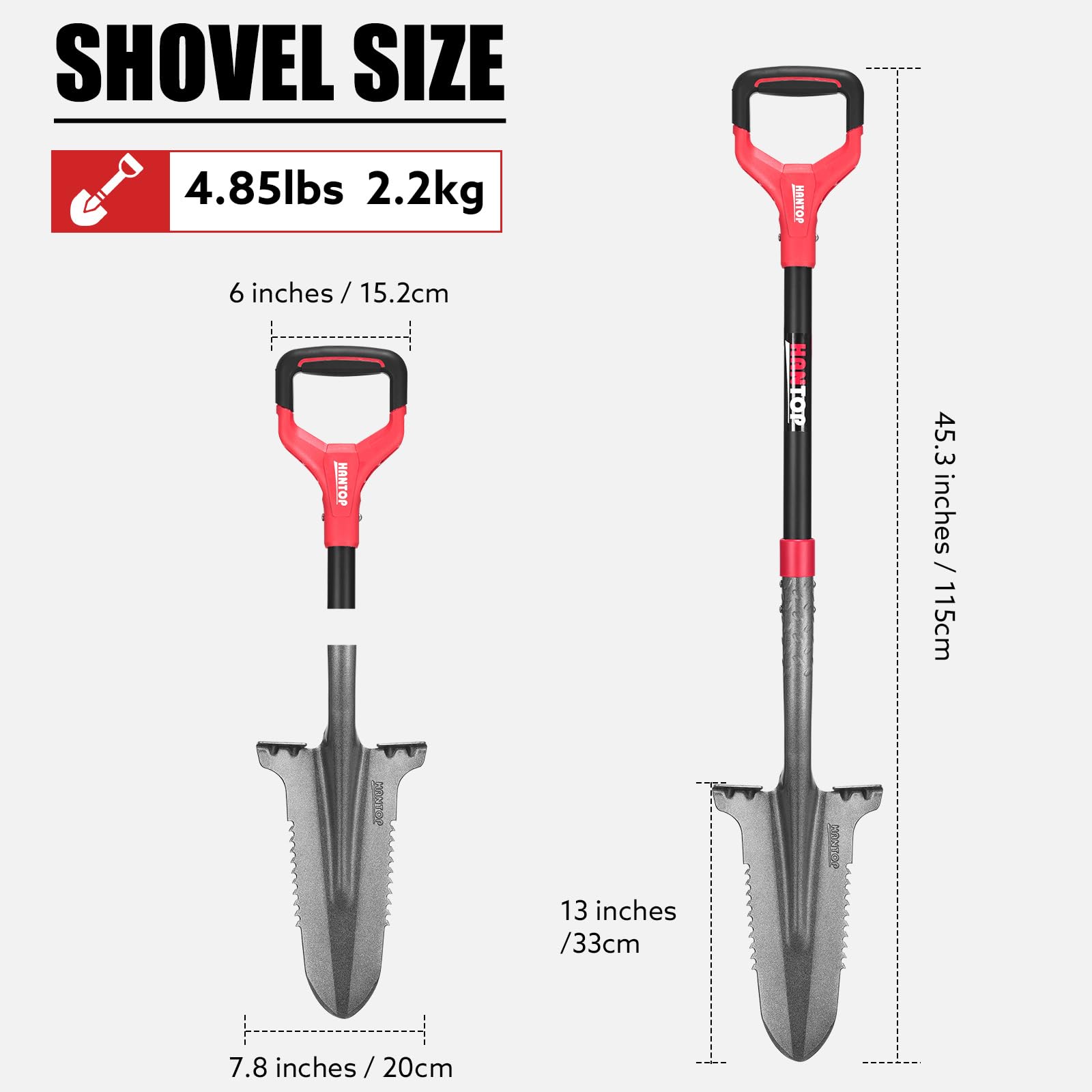 HANTOP fiberglass handle and non-slip grip for comfortable control